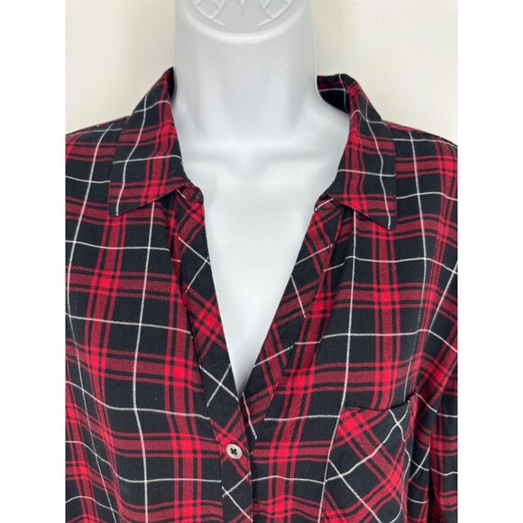 J. Jill Red Plaid Long Sleeve Button Front Blouse Holidays Festive Size L - Picture 2 of 9